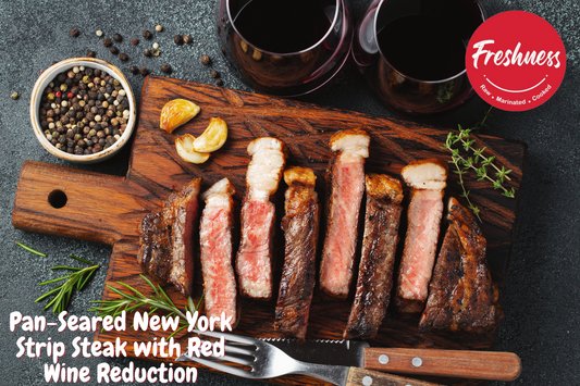 Pan-Seared New York Strip Steak with Red Wine Reduction