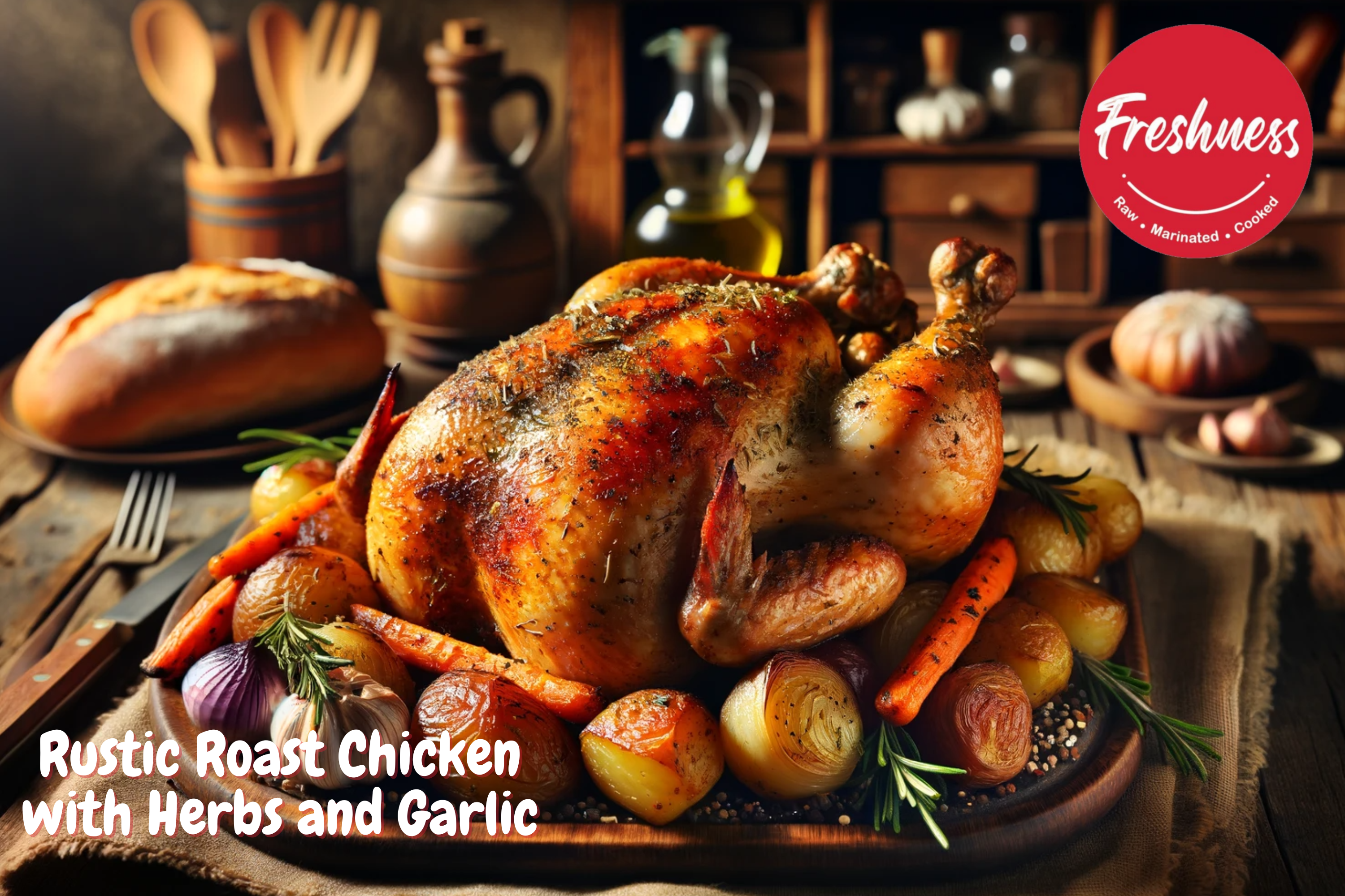 Rustic Roast Chicken with Herbs and Garlic – Freshness.ae